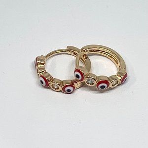 Evil eye hoops, gold Filled Hoops, Gold Earrings, Small hoops